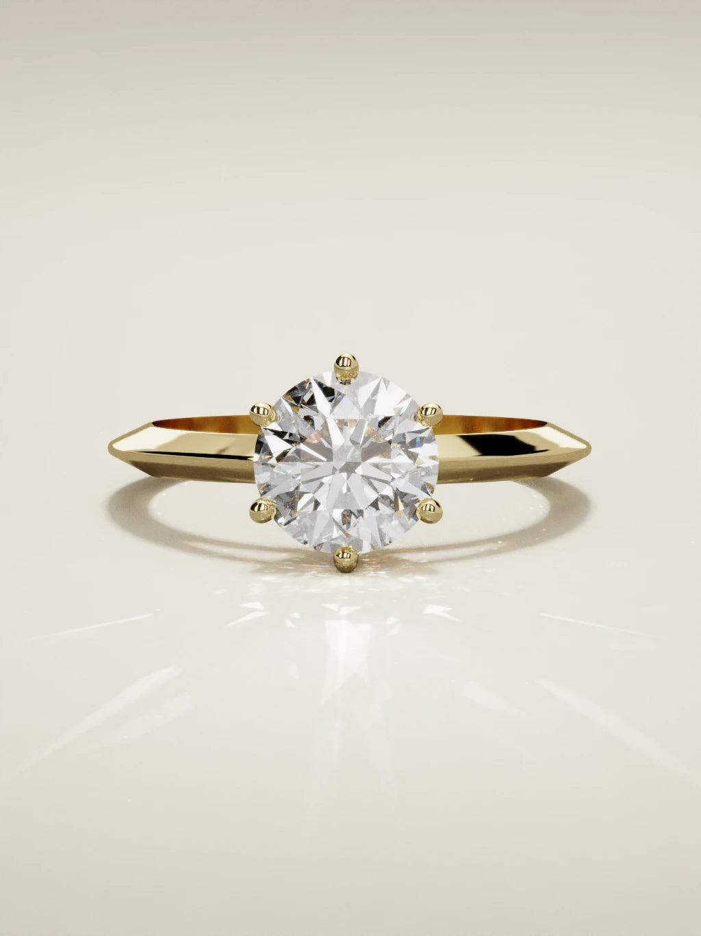 The Nave round lab-grown diamond solitaire in 14K yellow gold, front view
