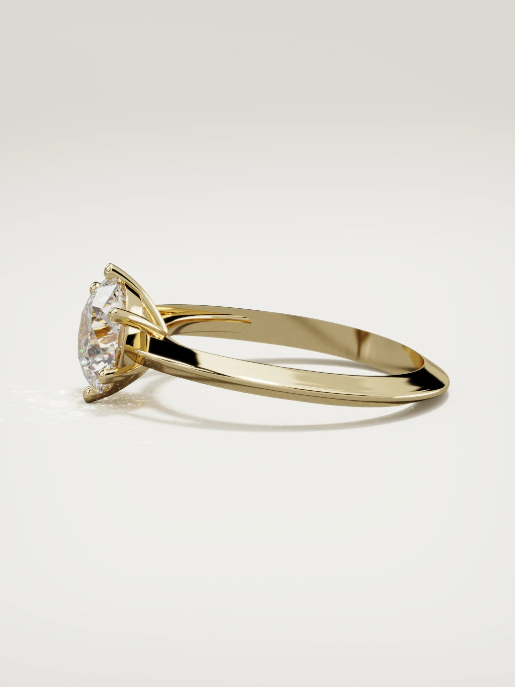 The Nave round lab-grown diamond solitaire in 14K yellow gold, side view