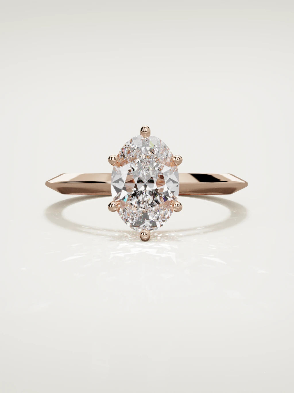 The Nave oval lab-grown diamond solitaire in 14K rose gold, front view