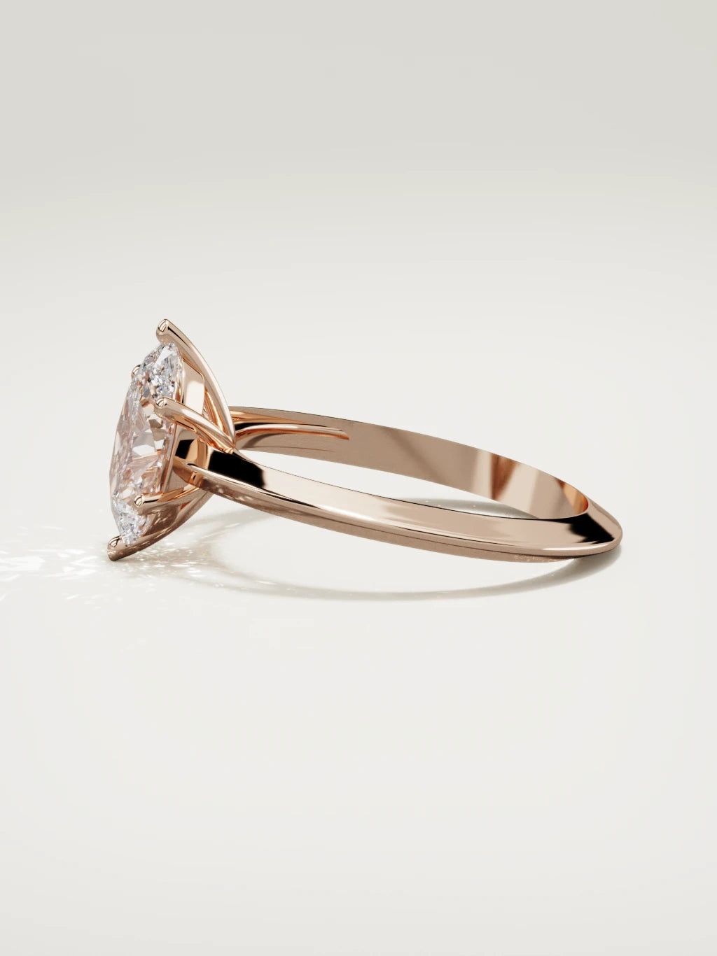 The Nave oval lab-grown diamond solitaire in 14K rose gold, side view