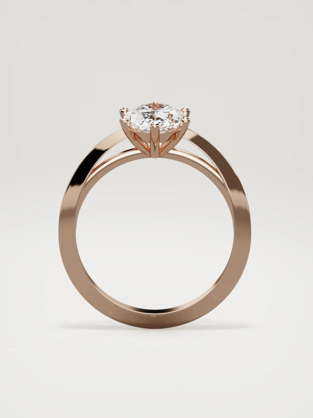 The Nave oval lab-grown diamond solitaire in 14K rose gold, standing front view
