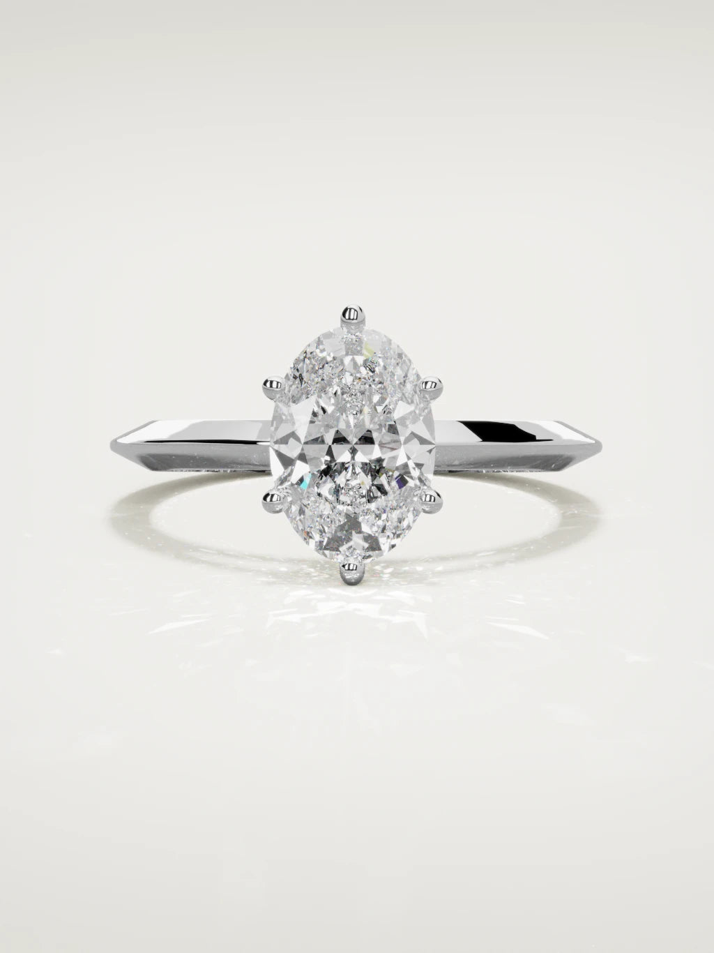 The Nave oval lab-grown diamond solitaire in 14K white gold, front view