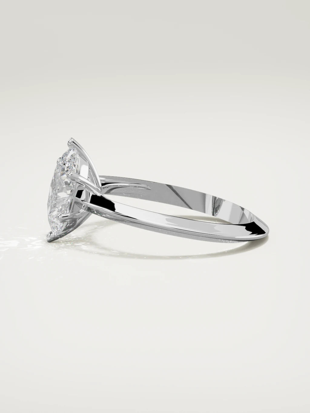 The Nave oval lab-grown diamond solitaire in 14K white gold, side view