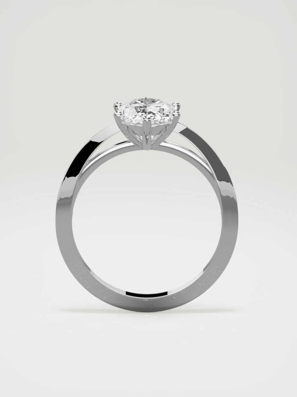 The Nave oval lab-grown diamond solitaire in 14K white gold, standing front view