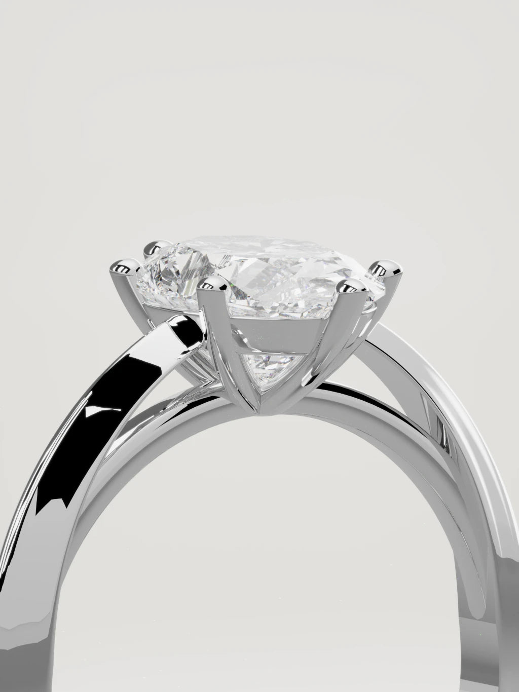 The Nave oval lab-grown diamond solitaire in 14K white gold, standing three-quarter view