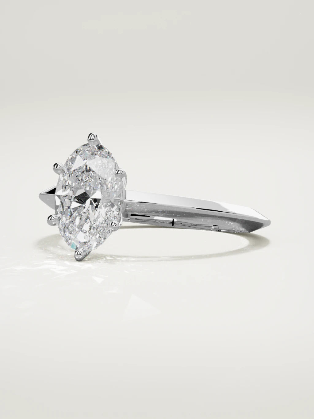 The Nave oval lab-grown diamond solitaire in 14K white gold, three-quarter view