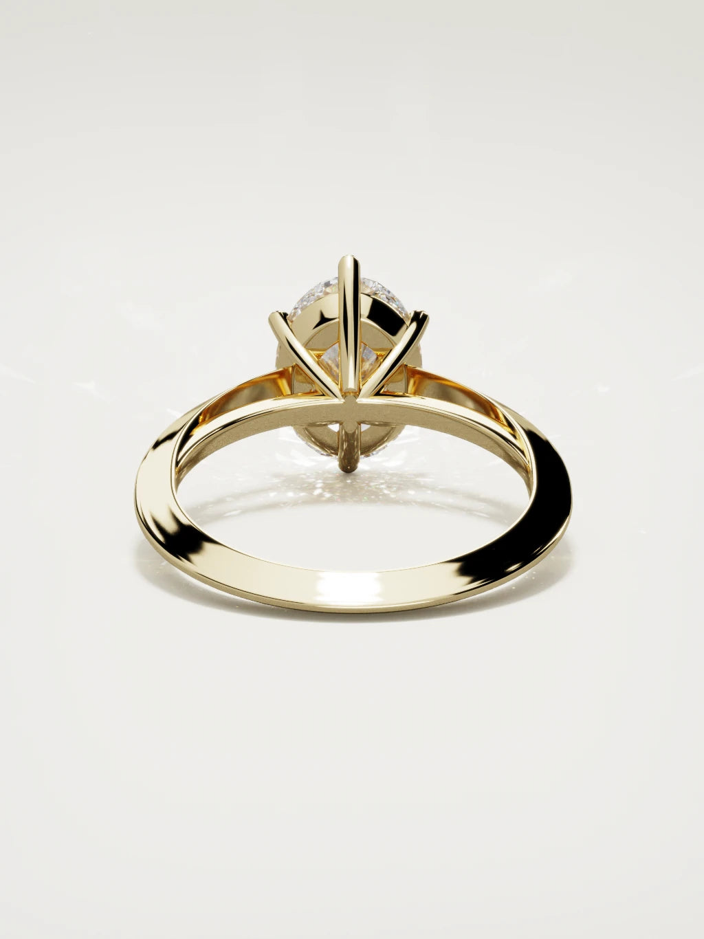 The Nave oval lab-grown diamond solitaire in 14K yellow gold, back view