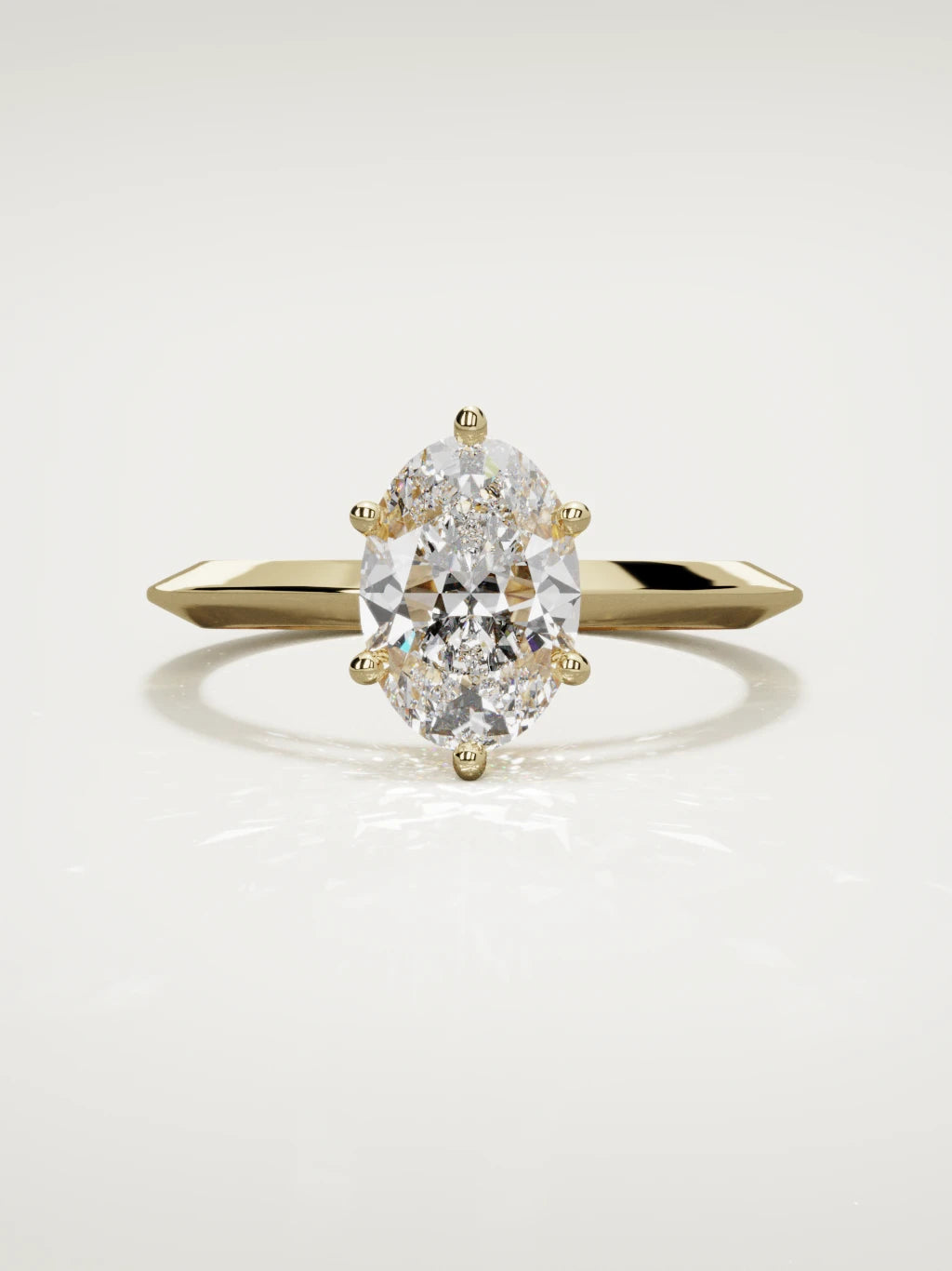 The Nave oval lab-grown diamond solitaire in 14K yellow gold, front view