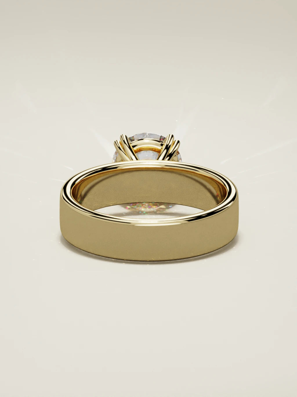 The Nova, solitario con diamante redondo de laboratorio en oro amarillo 14K, vista trasera