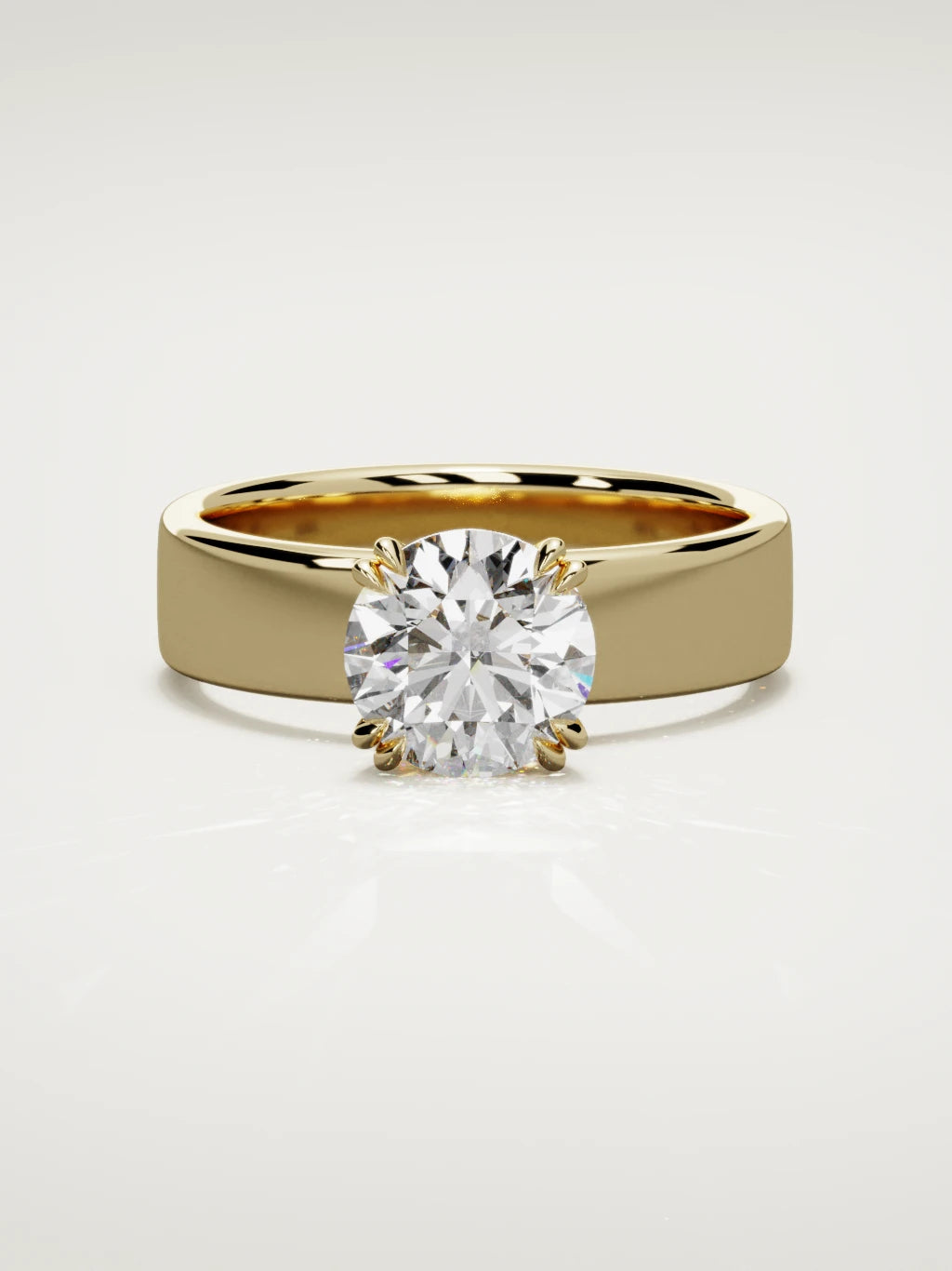 The Nova round lab-grown diamond solitaire in 14K yellow gold, front view