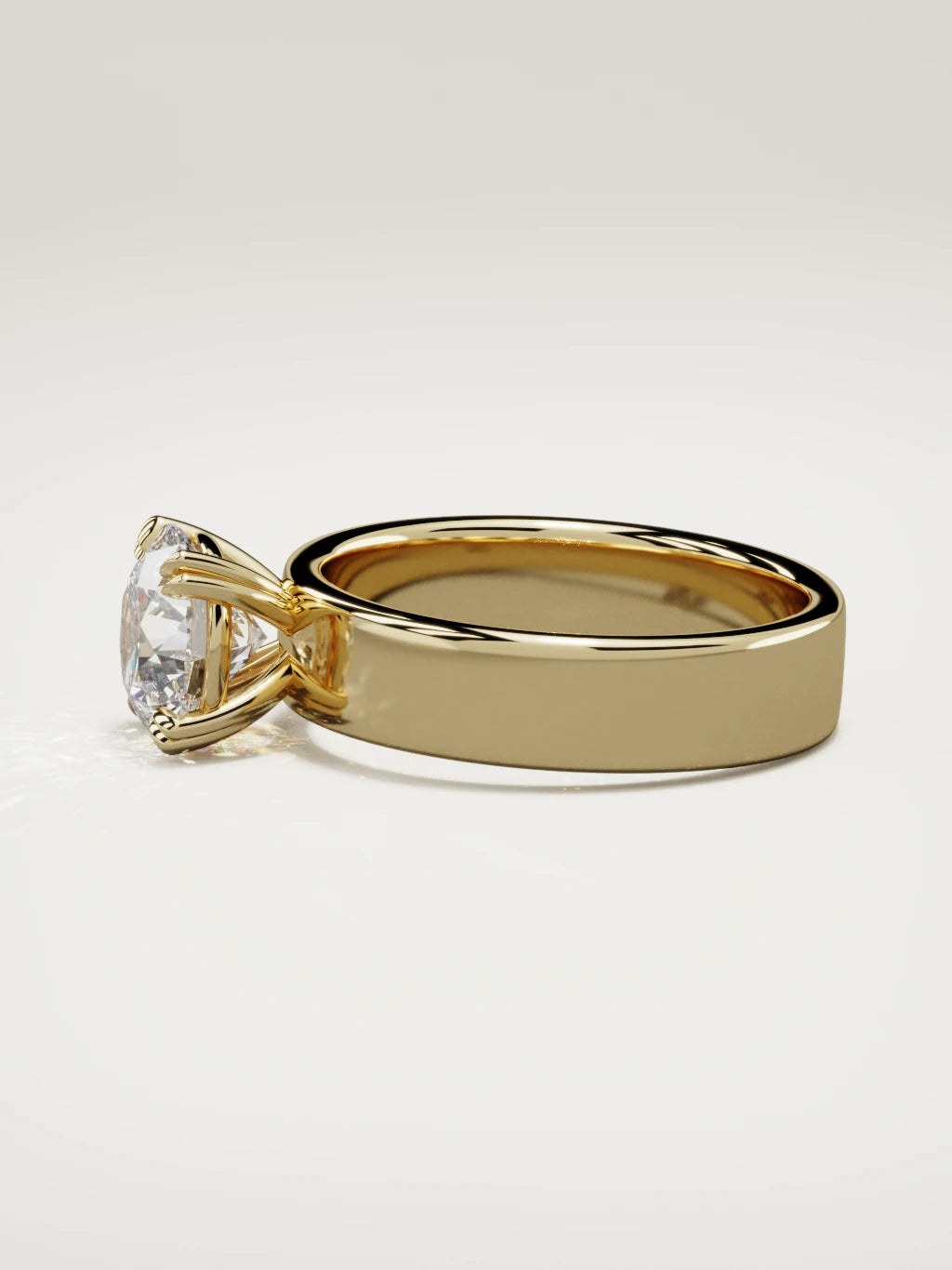 The Nova round lab-grown diamond solitaire in 14K yellow gold, side view