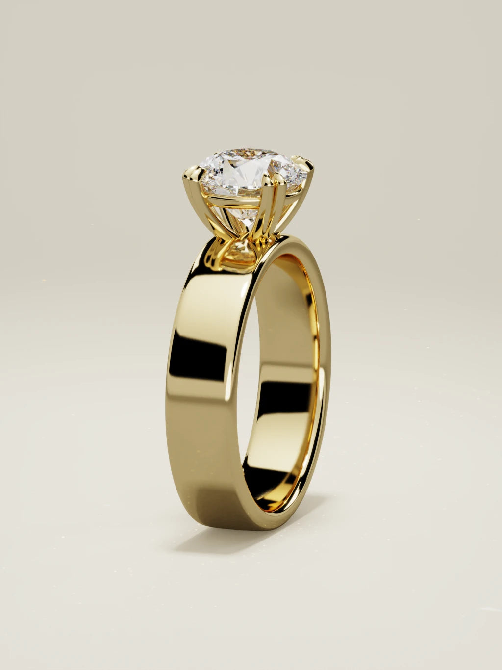 The Nova, solitario con diamante redondo de laboratorio en oro amarillo 14K, de pie, vista frontal