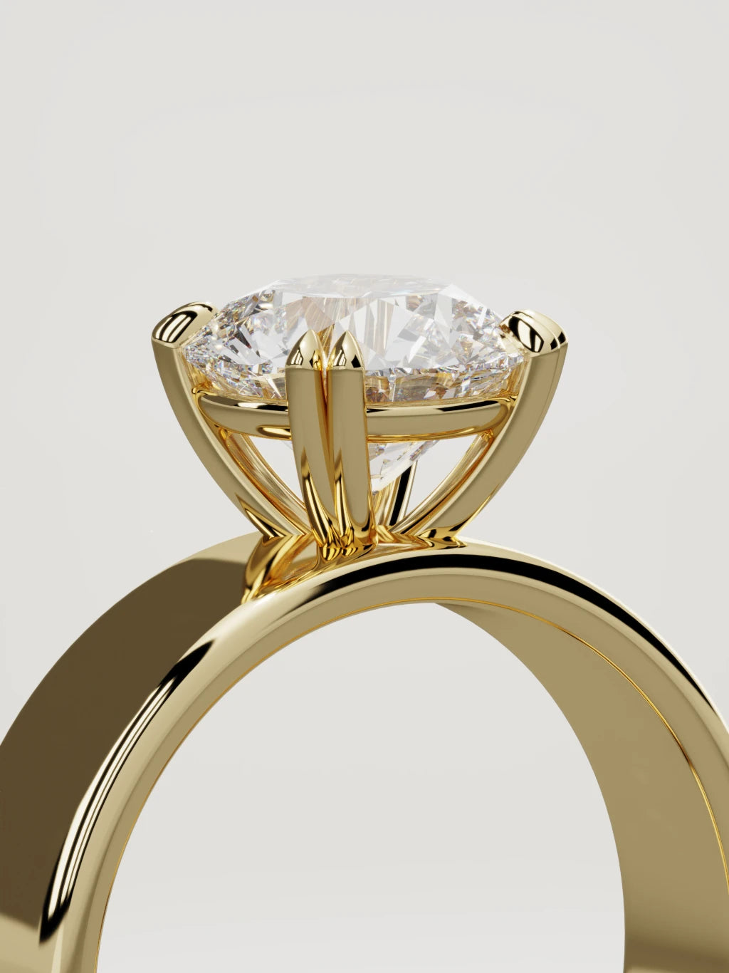 The Nova round lab-grown diamond solitaire in 14K yellow gold, standing three-quarter view