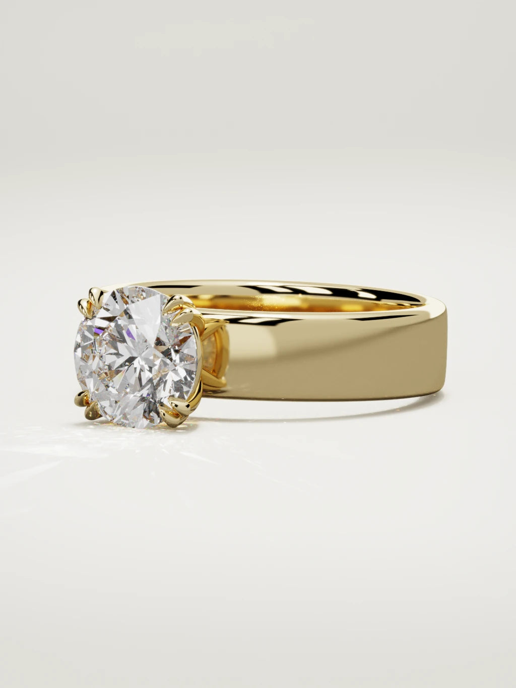 The Nova round lab-grown diamond solitaire in 14K yellow gold, three-quarter view