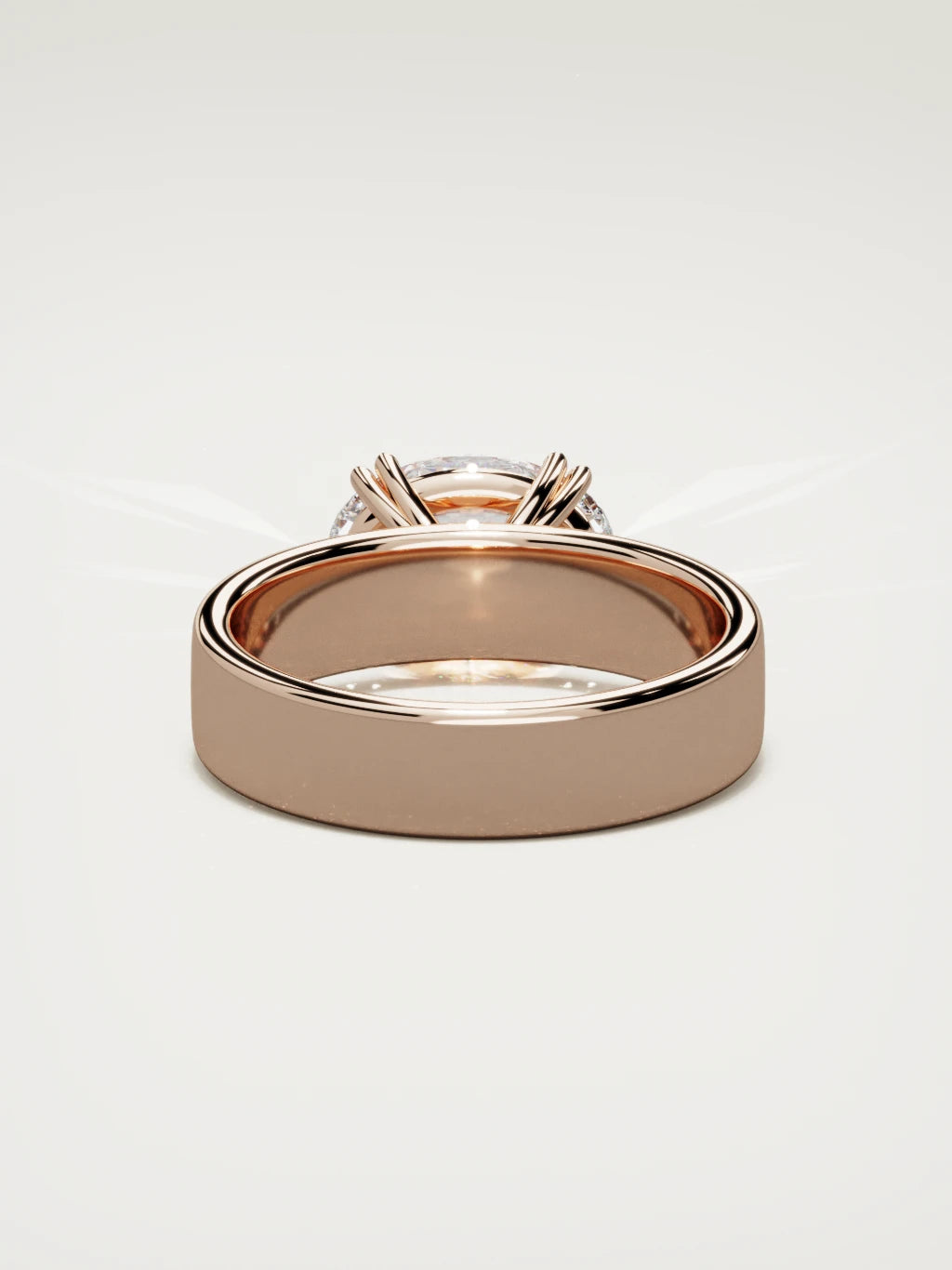 The Nova east-west oval lab-grown diamond solitaire in 14K rose gold, back view