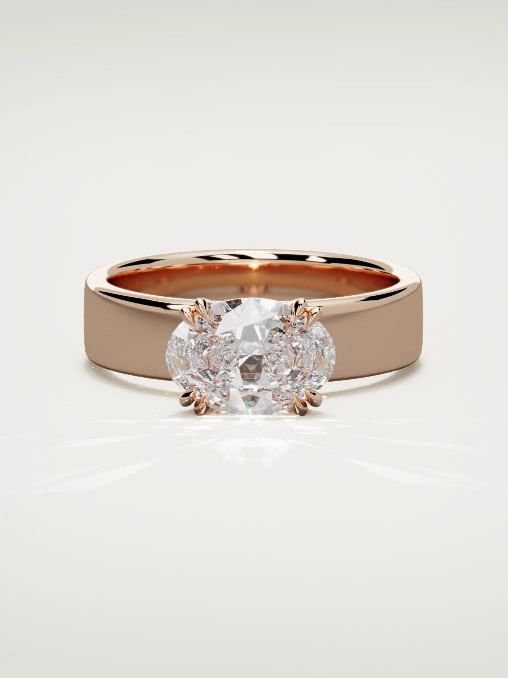 The Nova east-west oval lab-grown diamond solitaire in 14K rose gold, front view
