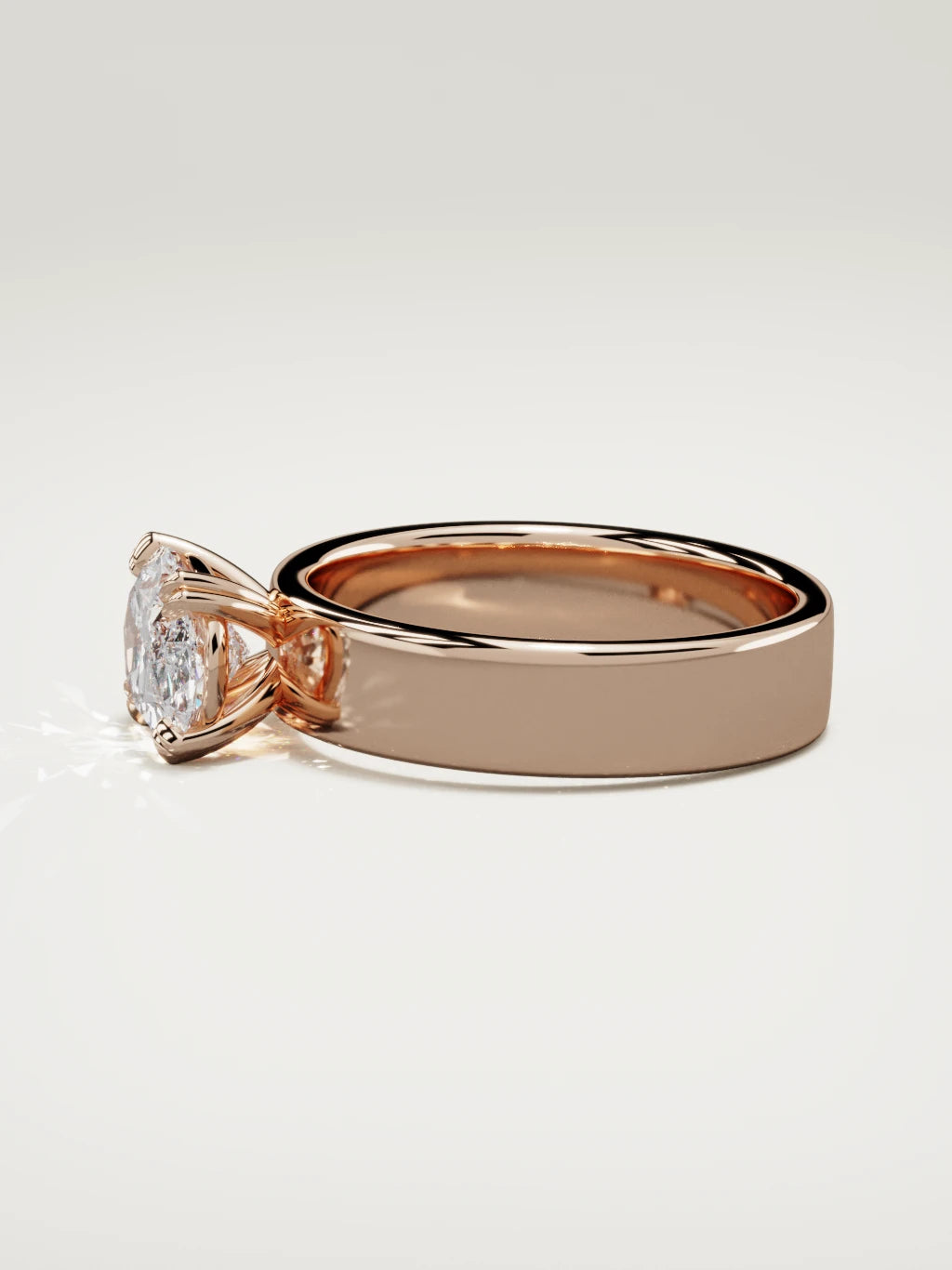 The Nova east-west oval lab-grown diamond solitaire in 14K rose gold, side view