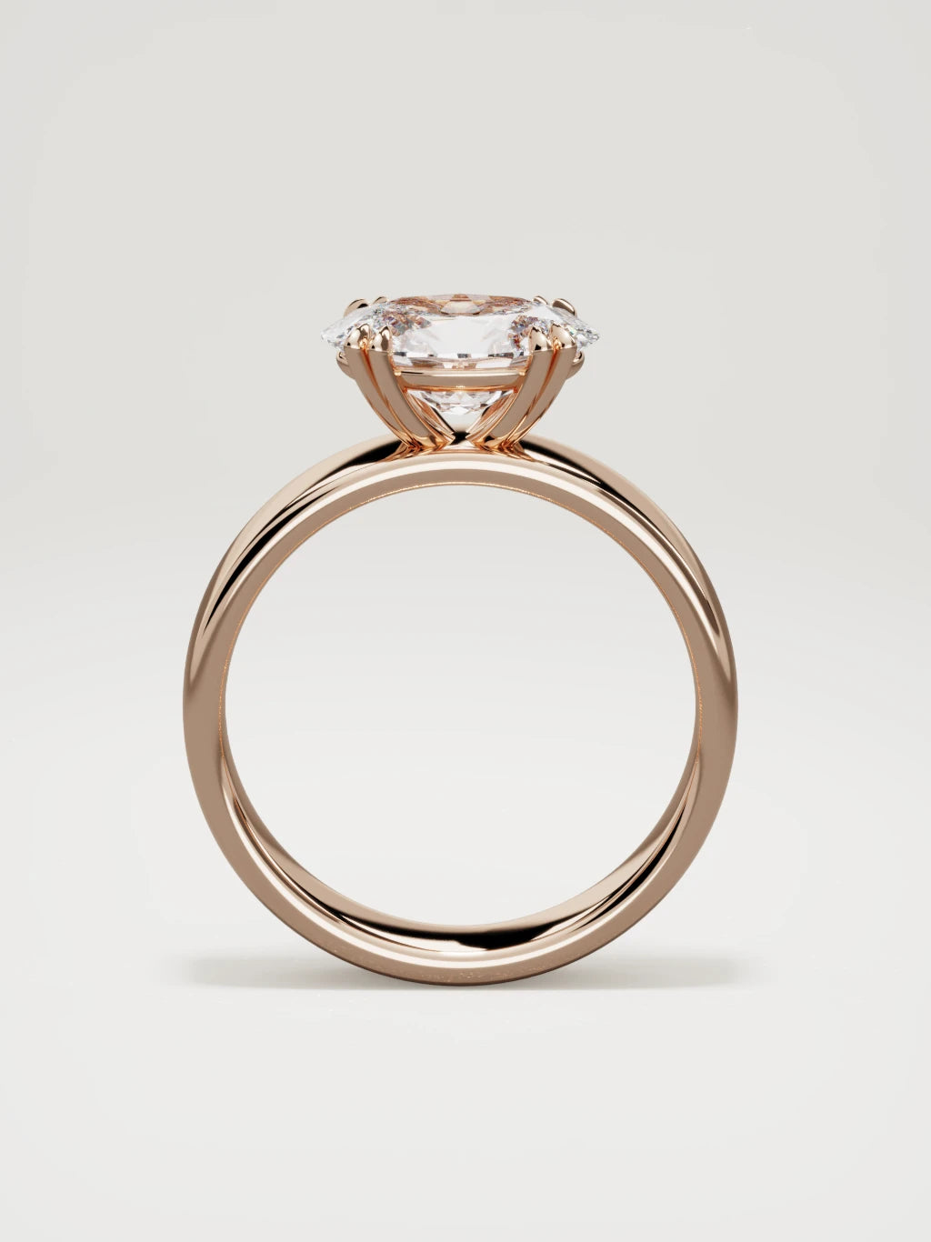 The Nova east-west oval lab-grown diamond solitaire in 14K rose gold, standing front view