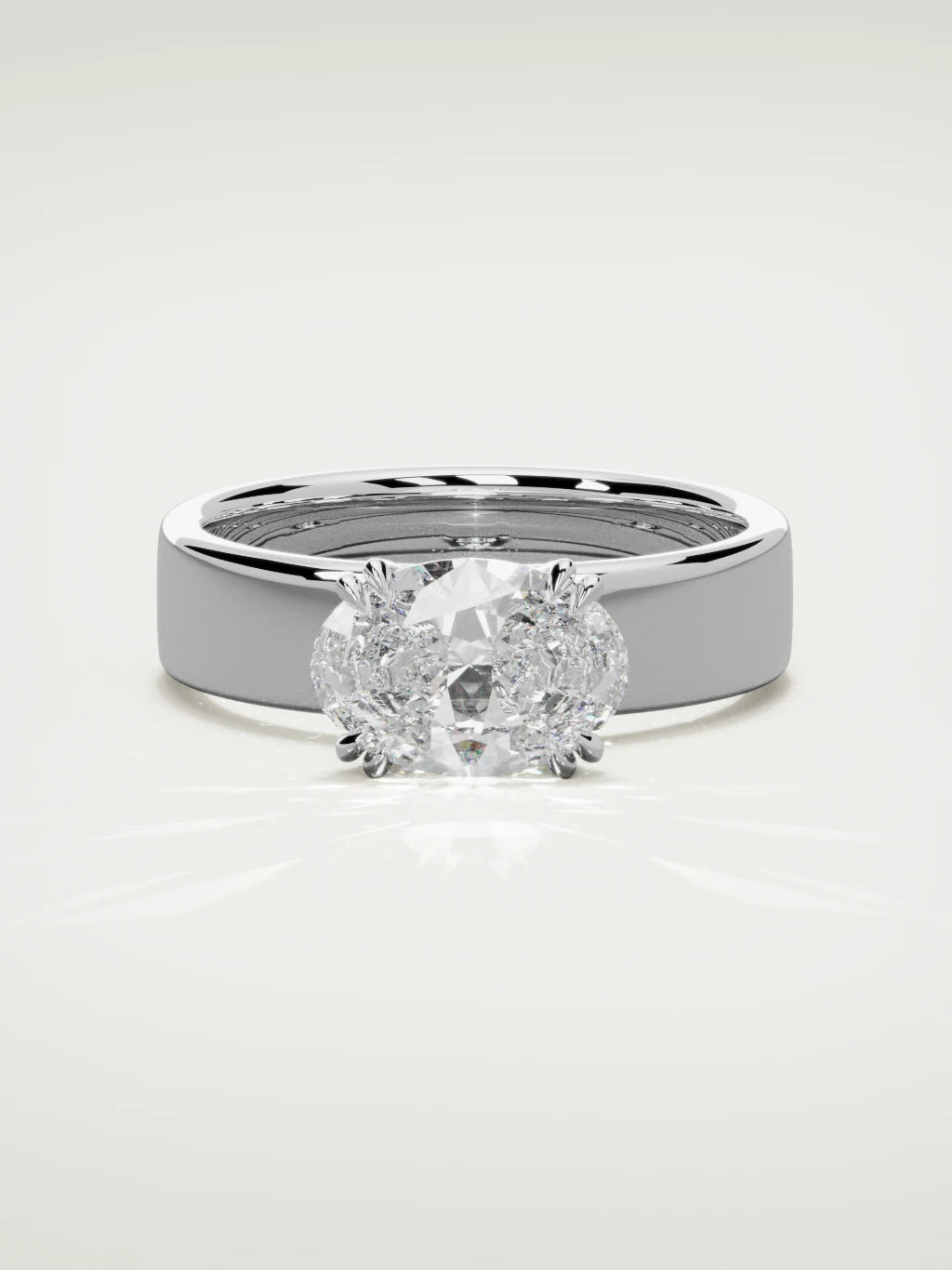 The Nova east-west oval lab-grown diamond solitaire in 14K white gold, front view