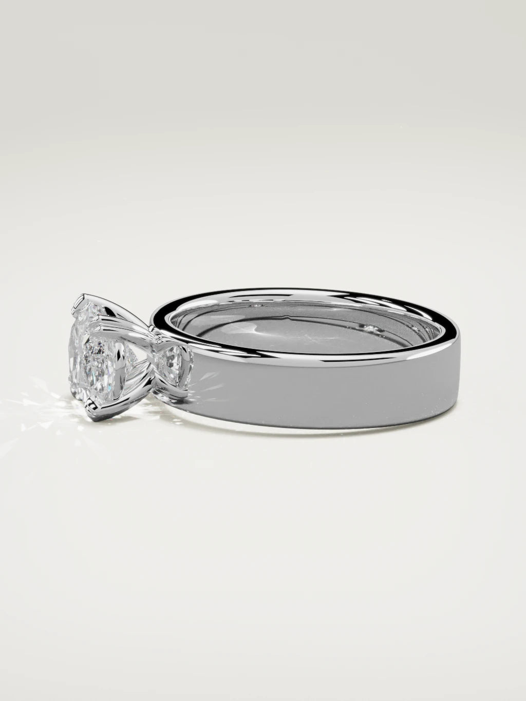The Nova east-west oval lab-grown diamond solitaire in 14K white gold, side view