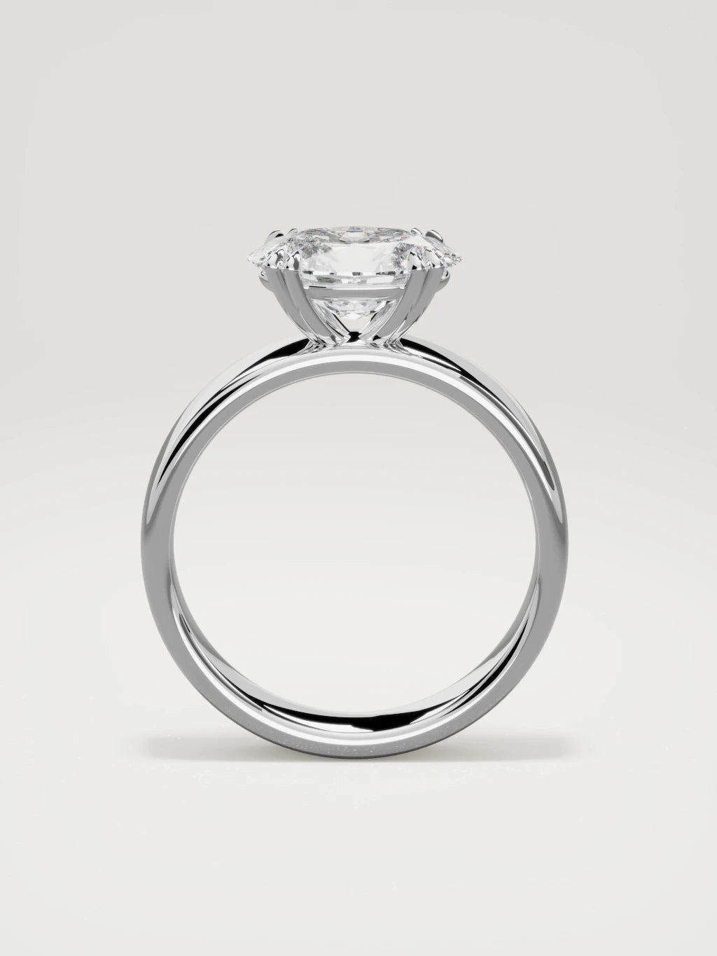 The Nova east-west oval lab-grown diamond solitaire in 14K white gold, standing front view