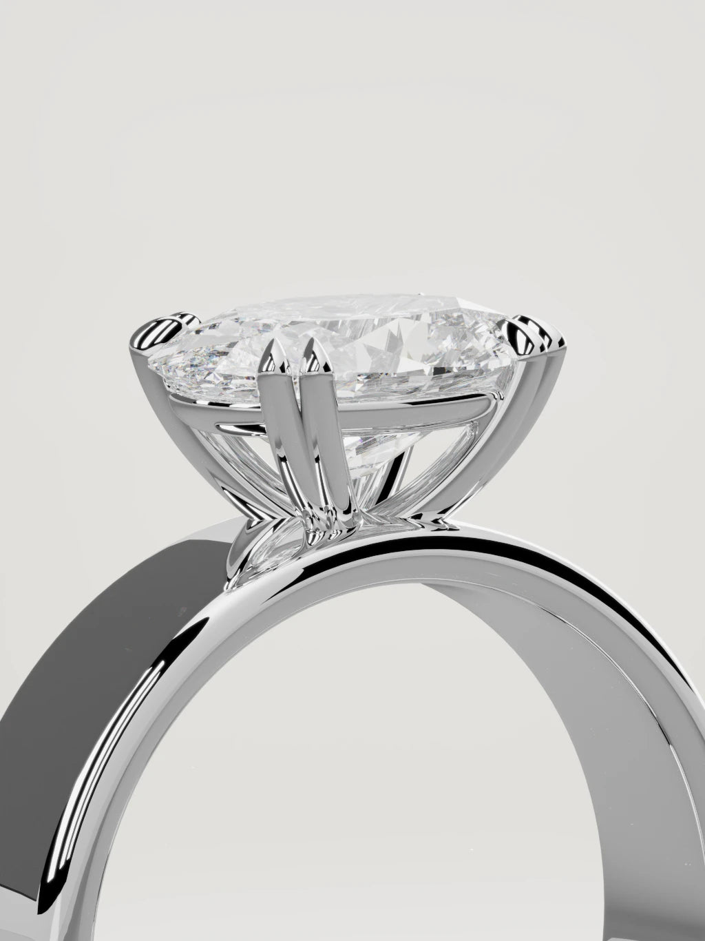 The Nova east-west oval lab-grown diamond solitaire in 14K white gold, standing three-quarter view