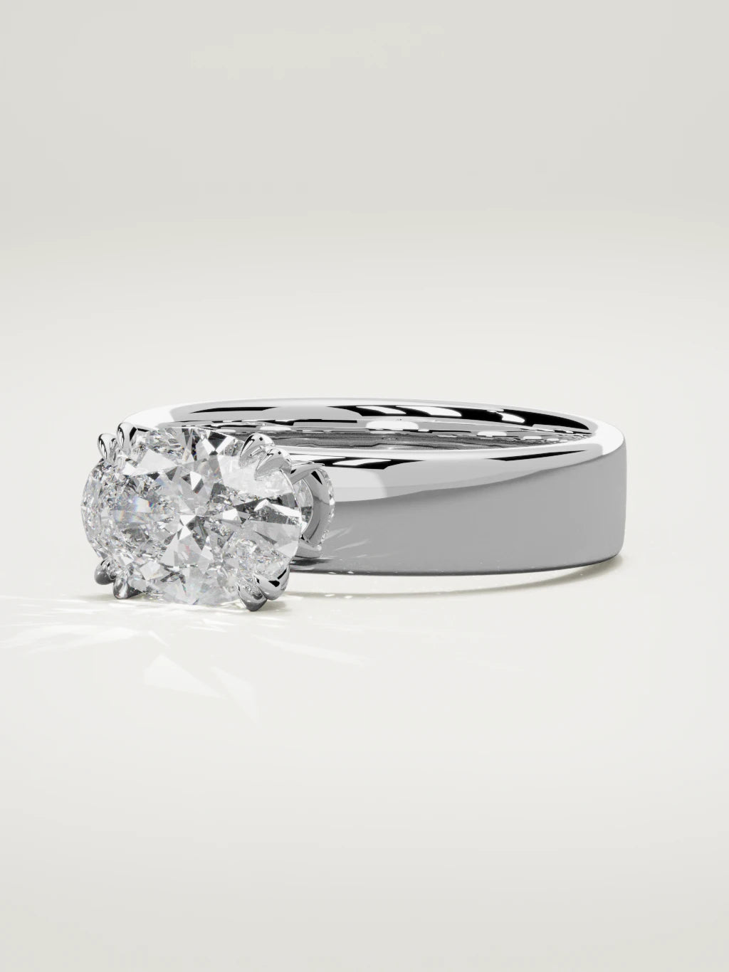 The Nova east-west oval lab-grown diamond solitaire in 14K white gold, three-quarter view