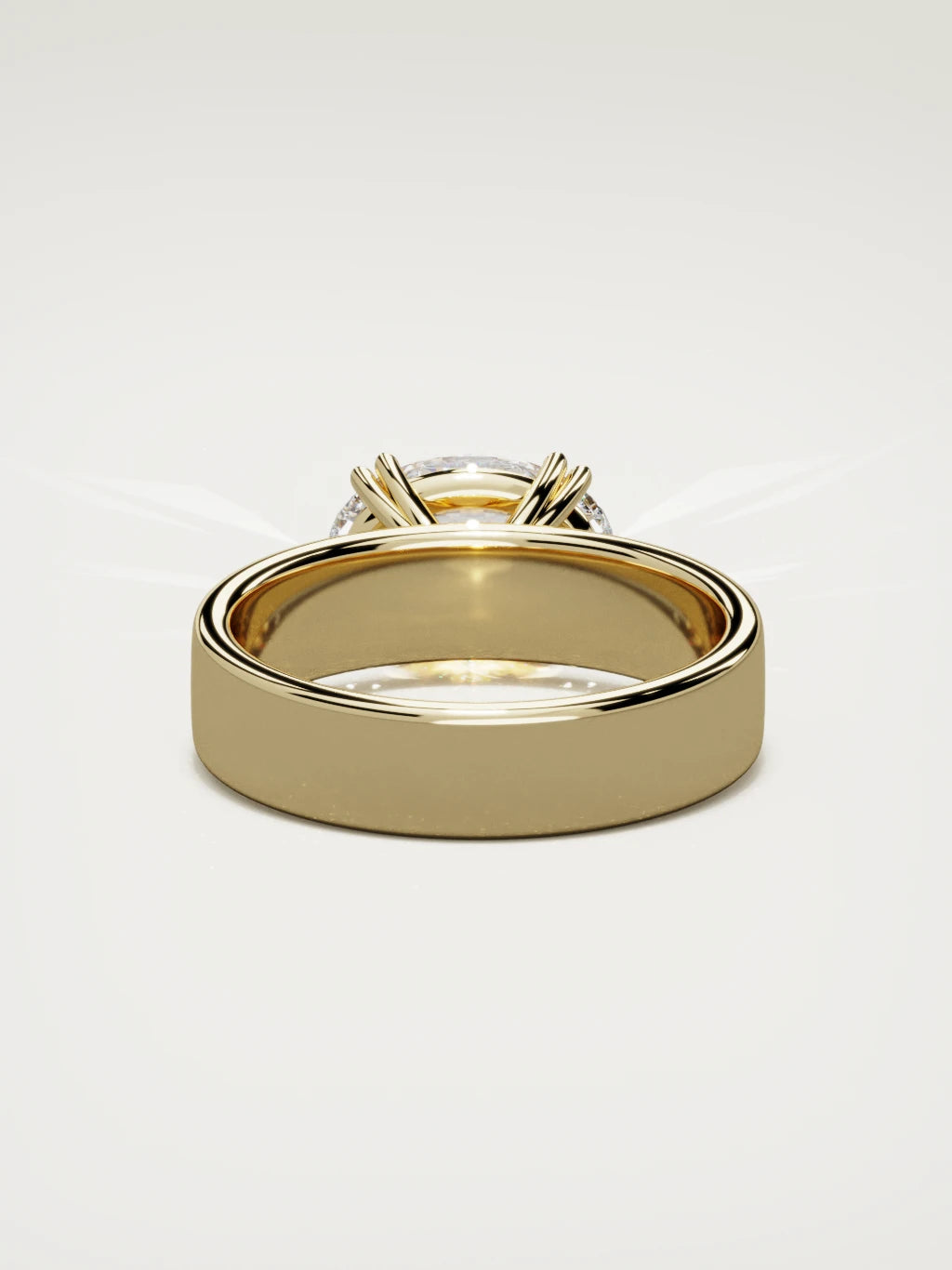 The Nova east-west oval lab-grown diamond solitaire in 14K yellow gold, back view