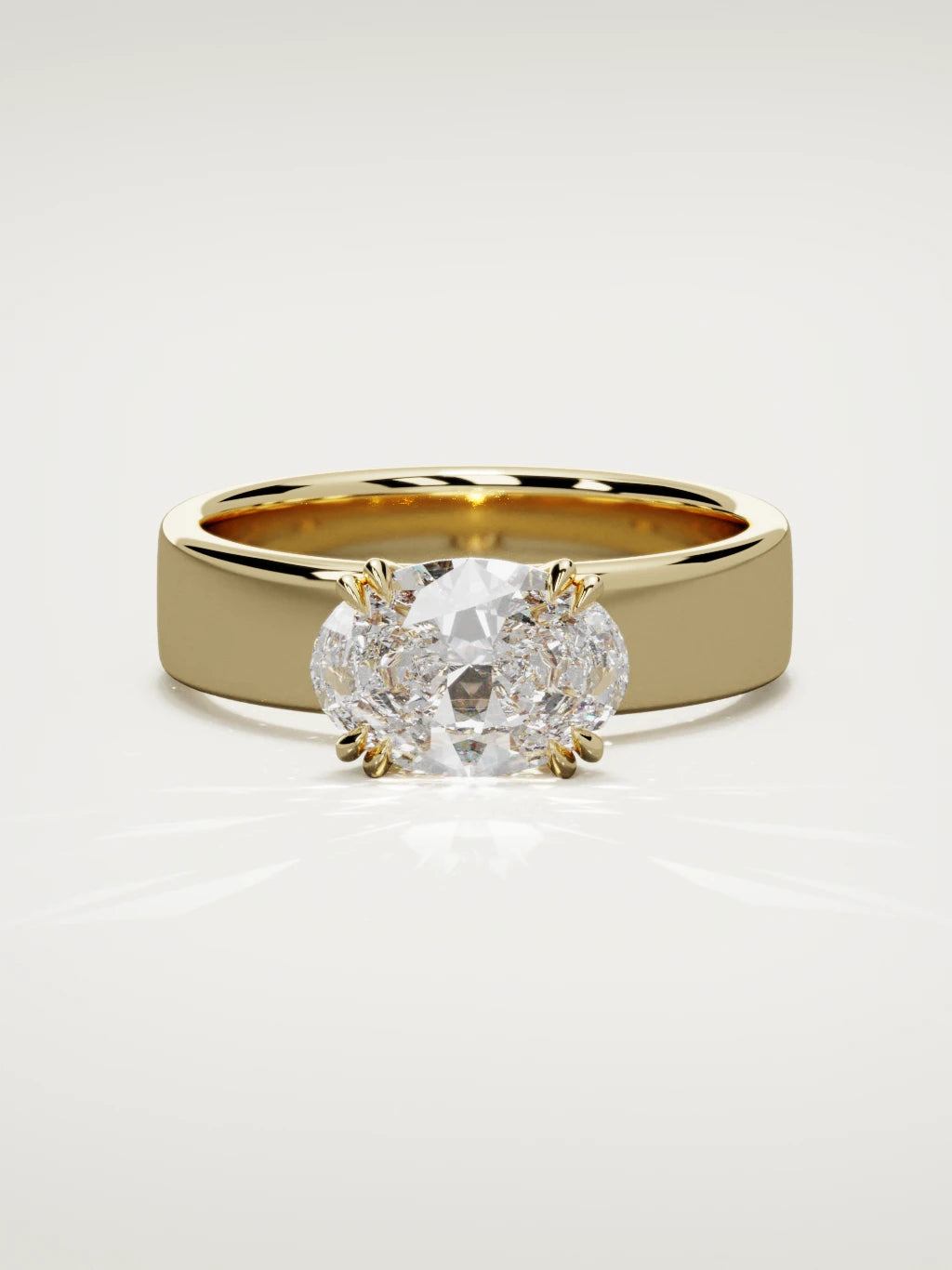 The Nova east-west oval lab-grown diamond solitaire in 14K yellow gold, front view