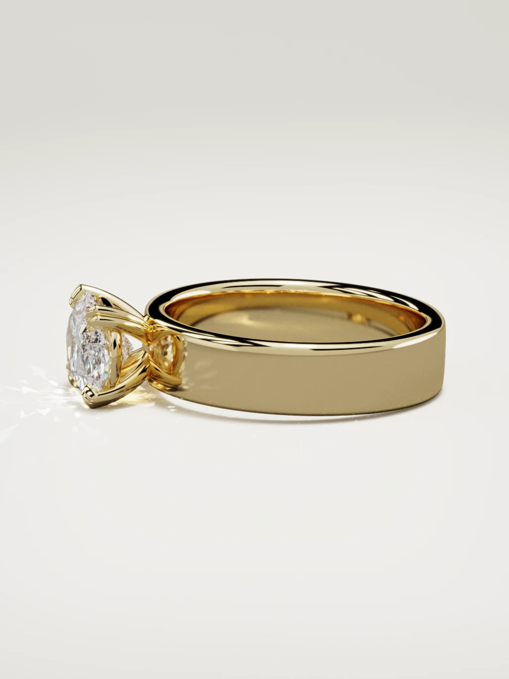 The Nova east-west oval lab-grown diamond solitaire in 14K yellow gold, side view