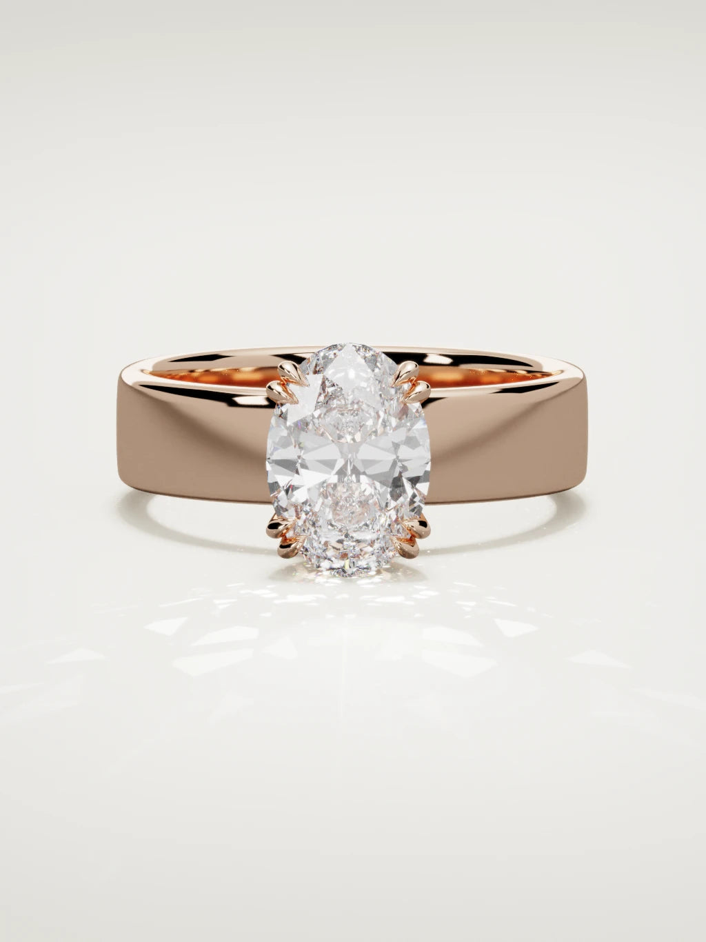 The Nova oval lab-grown diamond solitaire in 14K rose gold, front view