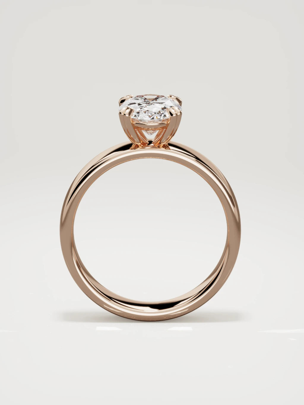 The Nova oval lab-grown diamond solitaire in 14K rose gold, standing front view