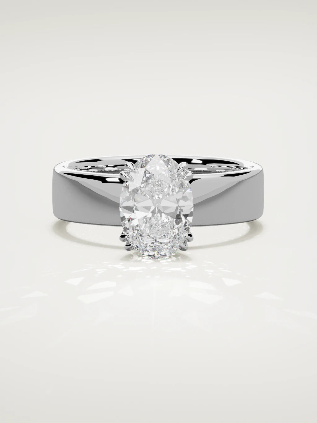 The Nova oval lab-grown diamond solitaire in 14K white gold, front view
