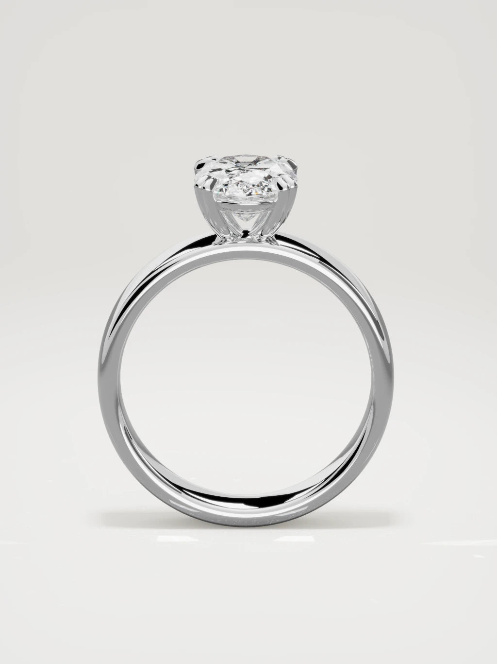 The Nova oval lab-grown diamond solitaire in 14K white gold, standing front view