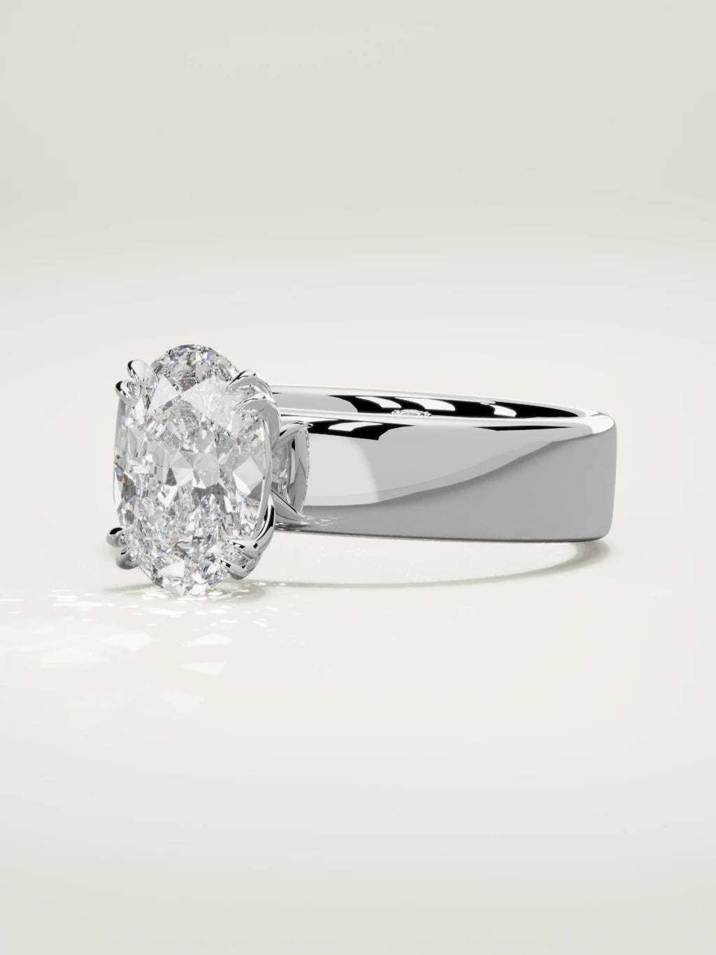The Nova oval lab-grown diamond solitaire in 14K white gold, three-quarter view