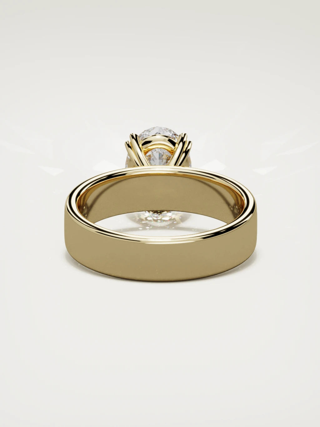 The Nova oval lab-grown diamond solitaire in 14K yellow gold, back view