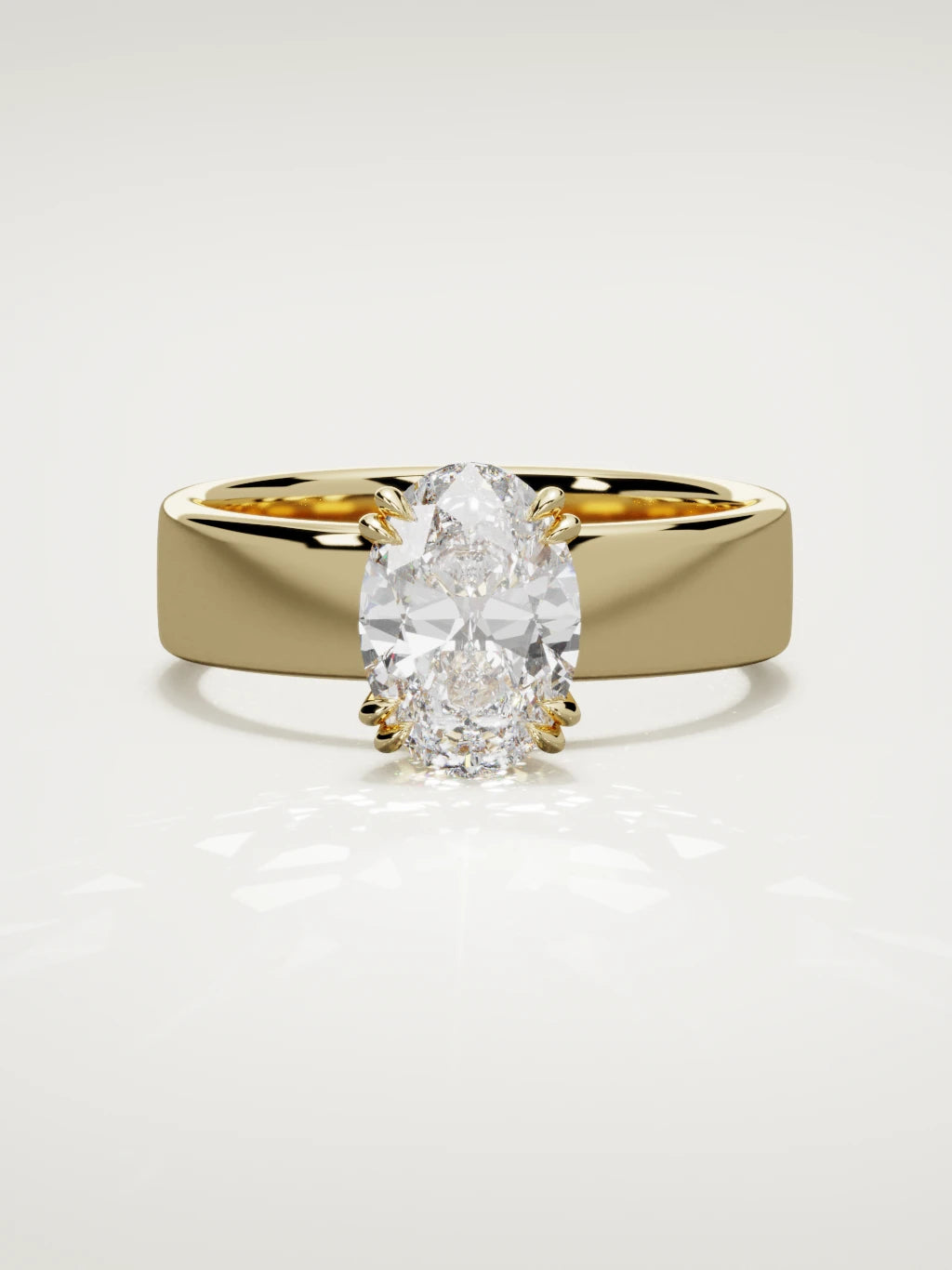 The Nova oval lab-grown diamond solitaire in 14K yellow gold, front view