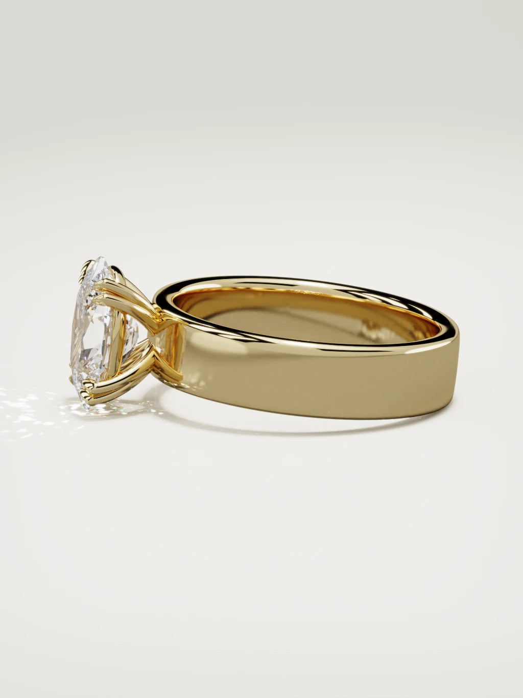 The Nova oval lab-grown diamond solitaire in 14K yellow gold, side view