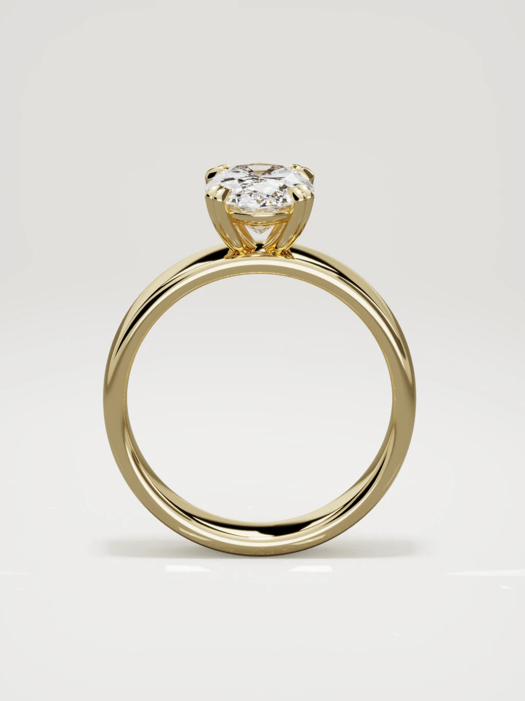 The Nova oval lab-grown diamond solitaire in 14K yellow gold, standing front view