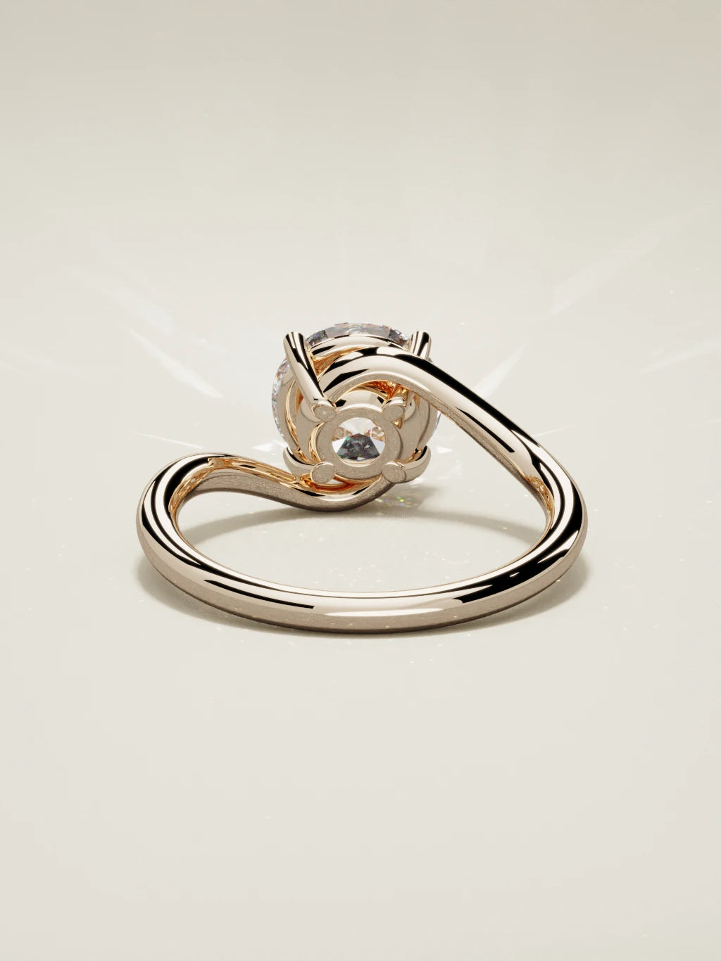 The Ola round lab-grown diamond solitaire in 14K rose gold, back view