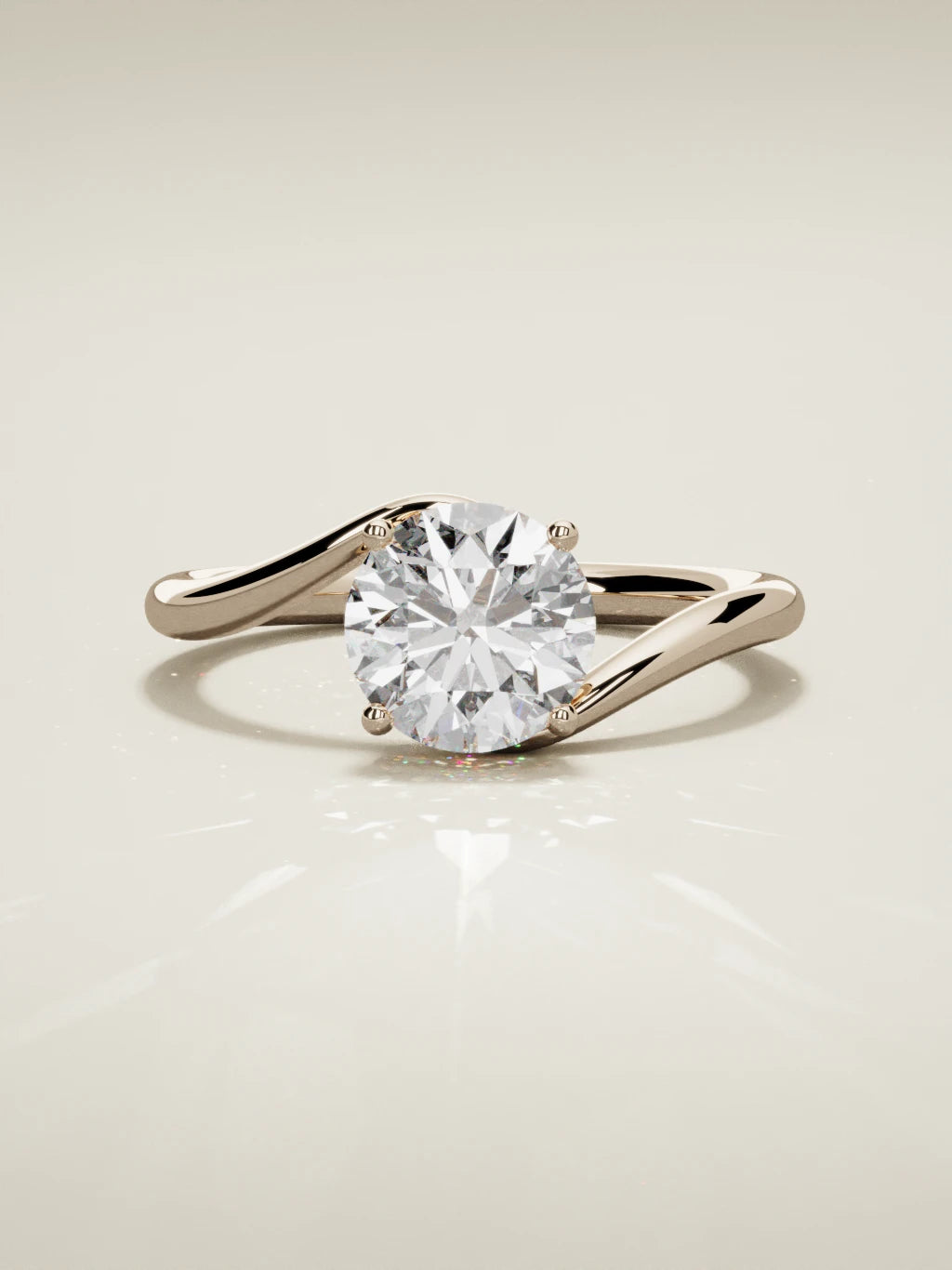 The Ola round lab-grown diamond solitaire in 14K rose gold, front view