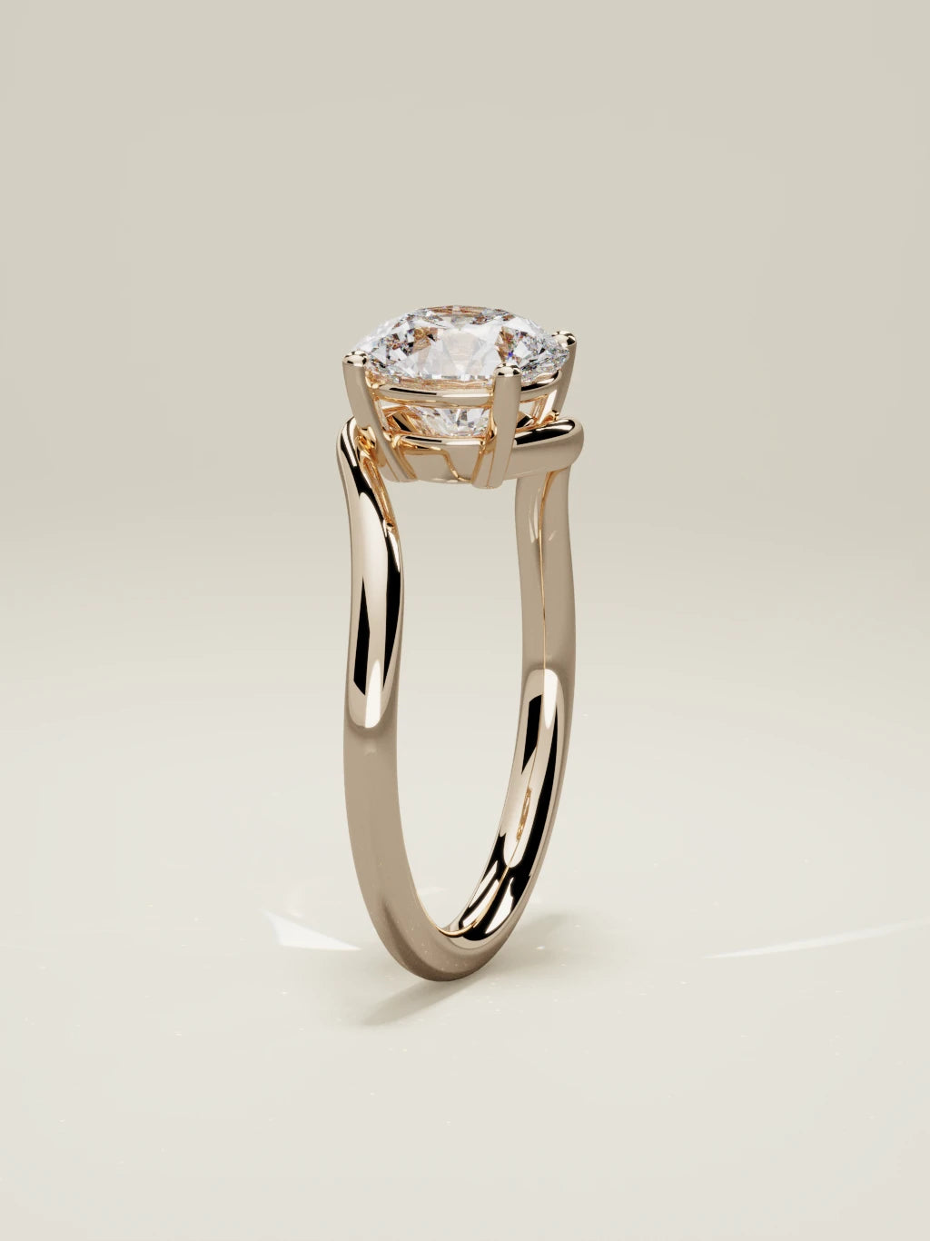 The Ola round lab-grown diamond solitaire in 14K rose gold, standing front view