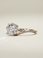 The Ola round lab-grown diamond solitaire in 14K rose gold, three-quarter view