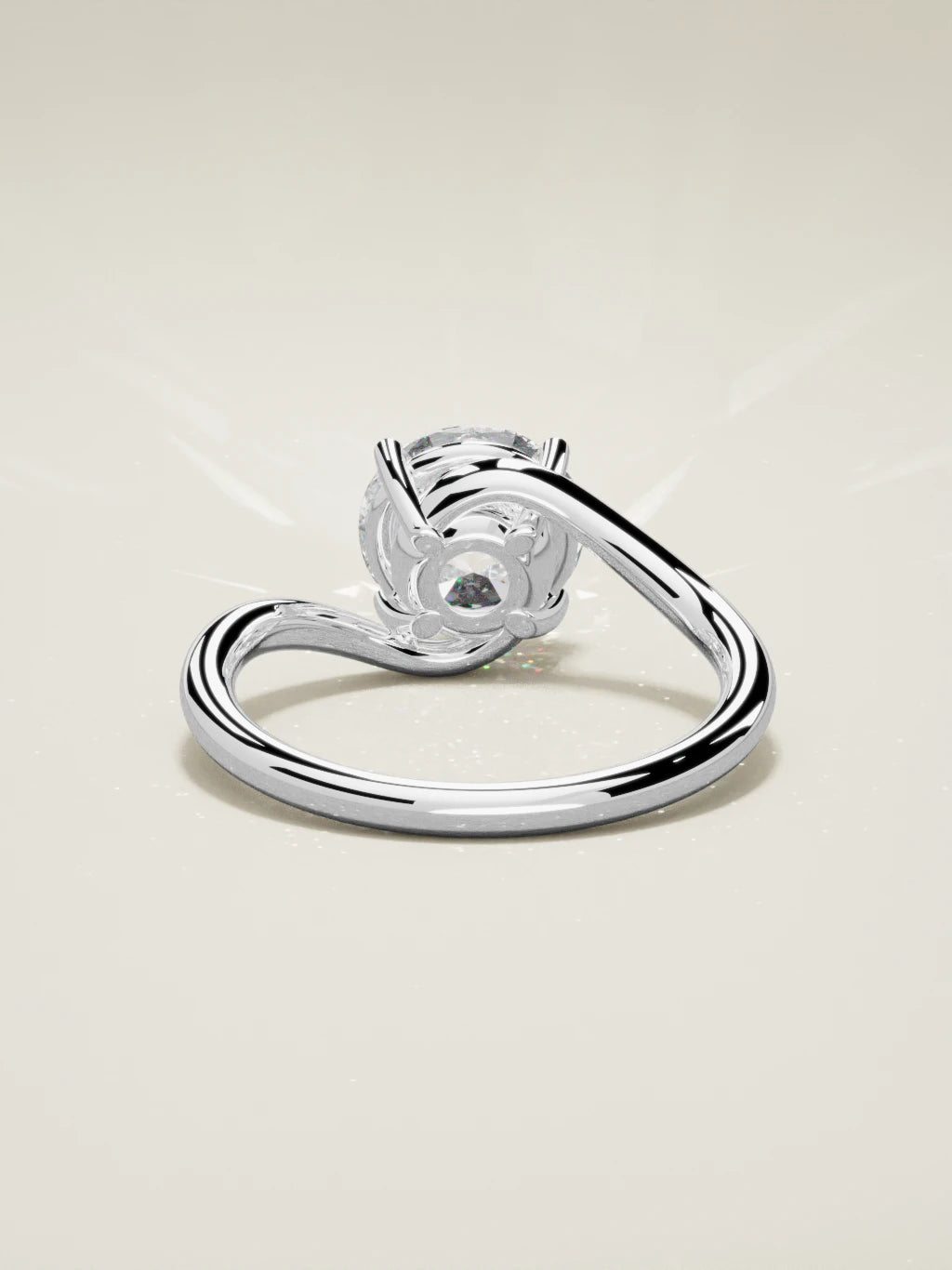 The Ola round lab-grown diamond solitaire in 14K white gold, back view