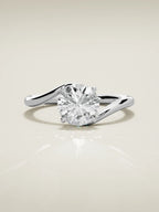The Ola round lab-grown diamond solitaire in 14K white gold, front view