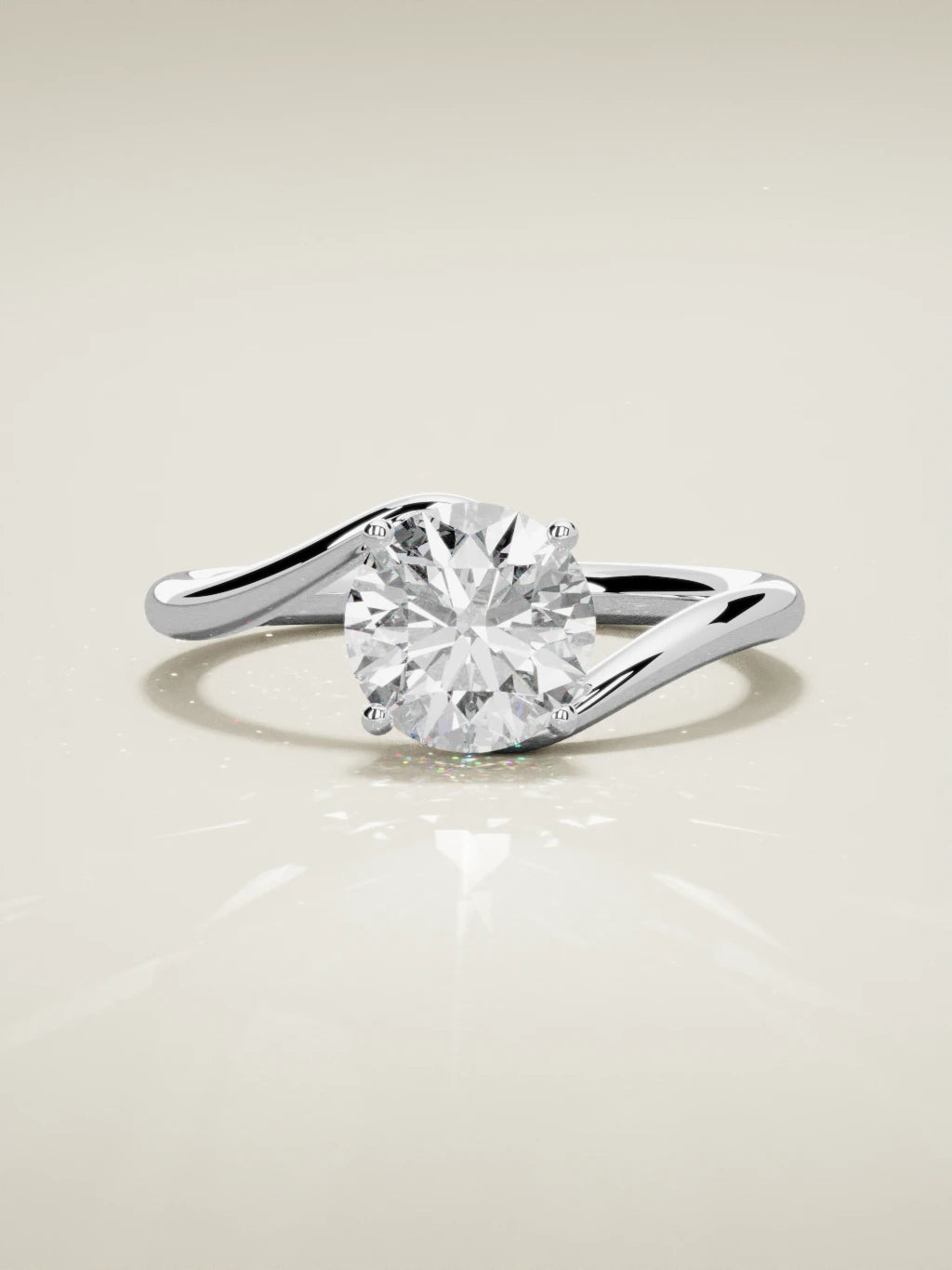 The Ola round lab-grown diamond solitaire in 14K white gold, front view