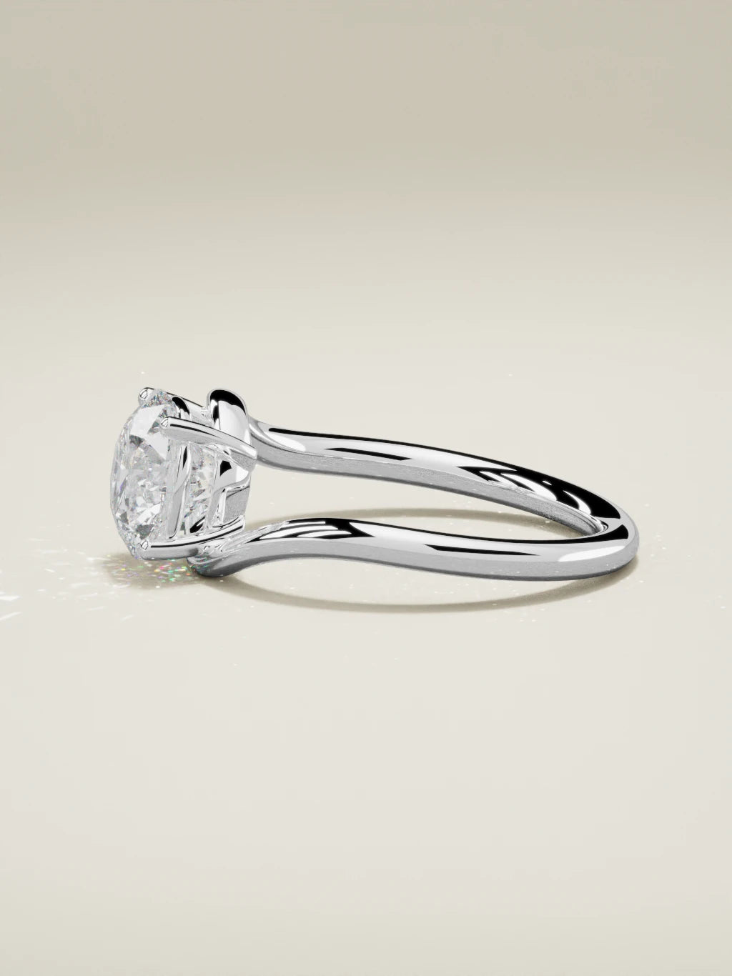 The Ola round lab-grown diamond solitaire in 14K white gold, side view
