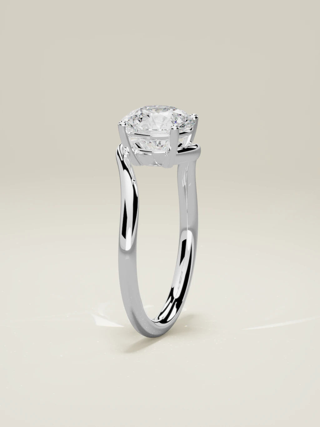 The Ola round lab-grown diamond solitaire in 14K white gold, standing front view