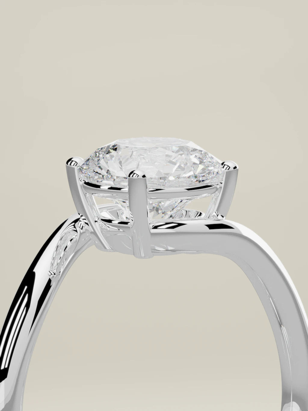 The Ola round lab-grown diamond solitaire in 14K white gold, standing three-quarter view