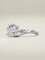 The Ola round lab-grown diamond solitaire in 14K white gold, three-quarter view